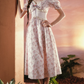 Trendy Short Sleeve V Neck Prom Dress Floral Ruffles A-Line Evening Dress C8543