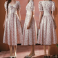 Trendy Short Sleeve V Neck Prom Dress Floral Ruffles A-Line Evening Dress C8543