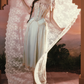 Adorable Short Sleeve Pink & Blue Prom Dress Lace Square Neck A-Line Evening Dress C8549