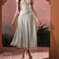 Adorable Short Sleeve Pink & Blue Prom Dress Lace Square Neck A-Line Evening Dress C8549