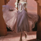 Romantic Off-Shoulder Purple Prom Dress Lace Floral Bodice A-Line Evening Dress C8550