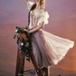 Romantic Off-Shoulder Purple Prom Dress Lace Floral Bodice A-Line Evening Dress C8550