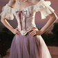 Romantic Off-Shoulder Purple Prom Dress Lace Floral Bodice A-Line Evening Dress C8550