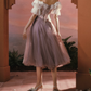 Romantic Off-Shoulder Purple Prom Dress Lace Floral Bodice A-Line Evening Dress C8550