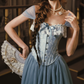 Trendy Short Sleeve Blue Prom Dress Tulle Lace A-Line Evening Dress C8551