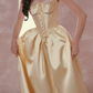 Robe de bal de princesse bustier à volants en satin long, robe de soirée C8117