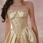 Robe de bal de princesse bustier à volants en satin long, robe de soirée C8117