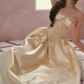 Robe de bal de princesse bustier à volants en satin long, robe de soirée C8117