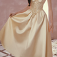Robe de bal de princesse bustier à volants en satin long, robe de soirée C8117