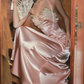 Robe de bal de princesse bustier à volants en satin long, robe de soirée C8117