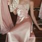 Robe de bal de princesse bustier à volants en satin long, robe de soirée C8117