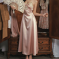 Robe de bal de princesse bustier à volants en satin long, robe de soirée C8117