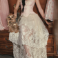 Robe de bal de princesse bustier à volants en satin long, robe de soirée C8117