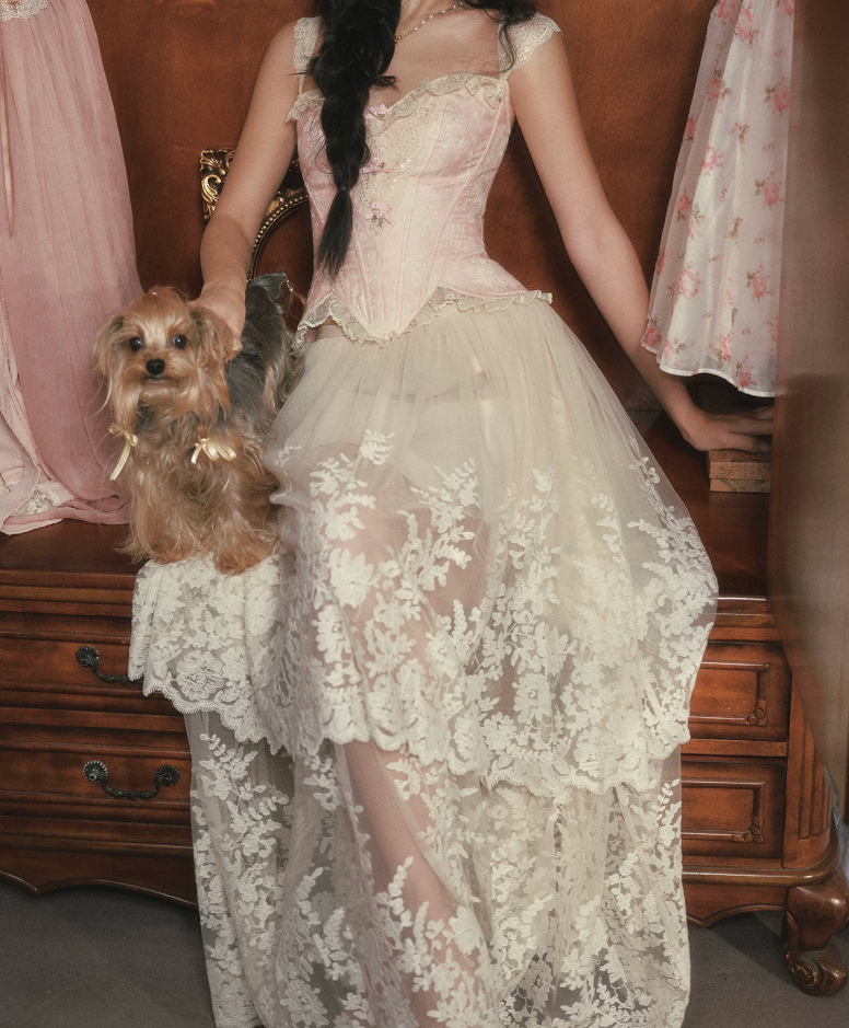 Robe de bal de princesse bustier à volants en satin long, robe de soirée C8117