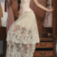 Robe de bal de princesse bustier à volants en satin long, robe de soirée C8117