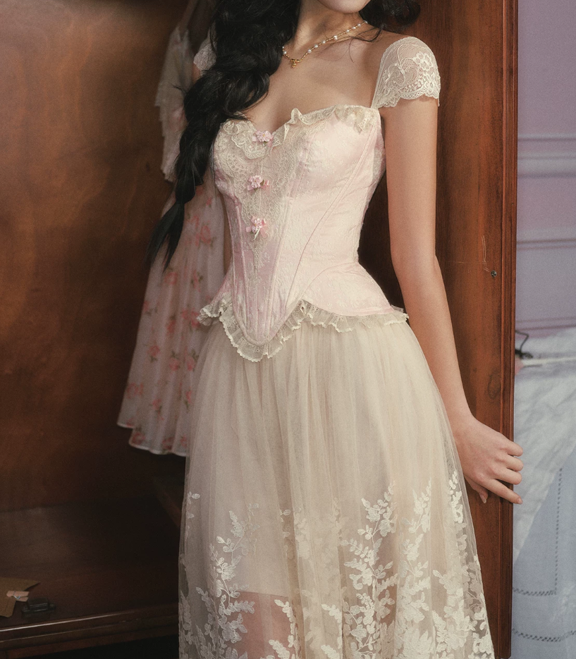 Robe de bal de princesse bustier à volants en satin long, robe de soirée C8117