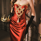 Robe de bal de princesse bustier à volants en satin long, robe de soirée C8117