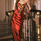Robe de bal de princesse bustier à volants en satin long, robe de soirée C8117