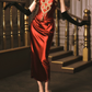 Robe de bal de princesse bustier à volants en satin long, robe de soirée C8117