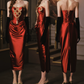 Robe de bal de princesse bustier à volants en satin long, robe de soirée C8117