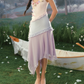 Robe de bal de princesse bustier à volants en satin long, robe de soirée C8117