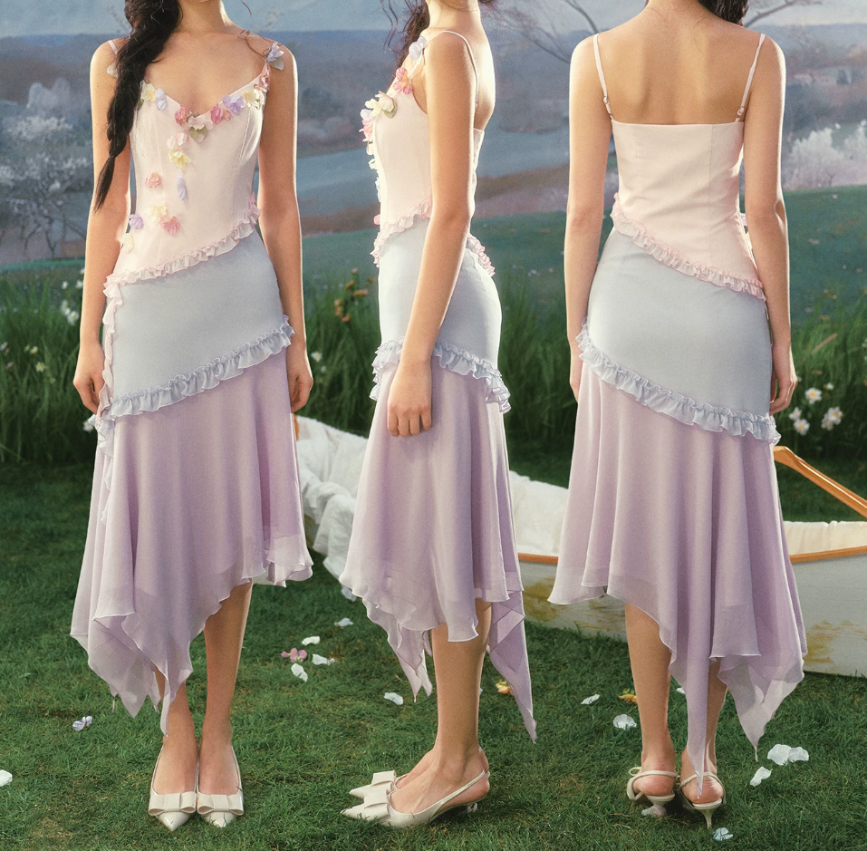 Robe de bal de princesse bustier à volants en satin long, robe de soirée C8117