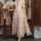 Robe de bal de princesse bustier à volants en satin long, robe de soirée C8117