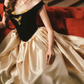 Chic Off-Shoulder Black & Gold Prom Dress Satin A-Line Evening Dress C8562