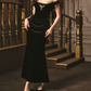 Robe de bal de princesse bustier à volants en satin long, robe de soirée C8117