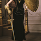 Robe de bal de princesse bustier à volants en satin long, robe de soirée C8117
