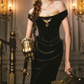 Robe de bal de princesse bustier à volants en satin long, robe de soirée C8117