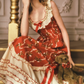 Adorable Square Neck Red Prom Dress Florals Bows A-Line Evening Dress C8564