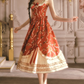 Adorable Square Neck Red Prom Dress Florals Bows A-Line Evening Dress C8564