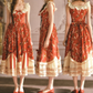 Adorable Square Neck Red Prom Dress Florals Bows A-Line Evening Dress C8564