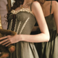 Robe de bal de princesse bustier à volants en satin long, robe de soirée C8117