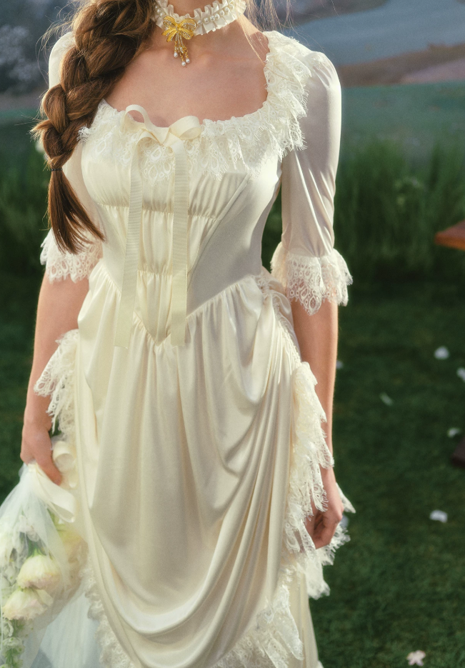 Robe de bal de princesse bustier à volants en satin long, robe de soirée C8117