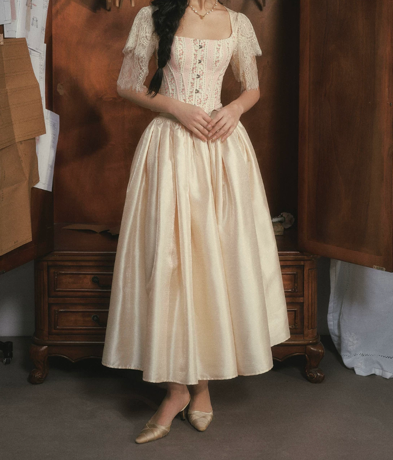 Robe de bal de princesse bustier à volants en satin long, robe de soirée C8117