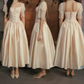 Robe de bal de princesse bustier à volants en satin long, robe de soirée C8117