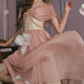 Robe de bal de princesse bustier à volants en satin long, robe de soirée C8117