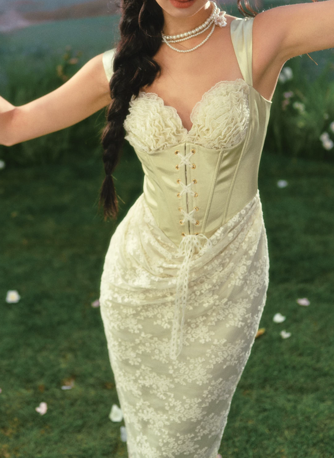 Robe de bal de princesse bustier à volants en satin long, robe de soirée C8117