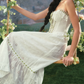 Robe de bal de princesse bustier à volants en satin long, robe de soirée C8117