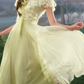 Robe de bal de princesse bustier à volants en satin long, robe de soirée C8117