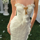Robe de bal de princesse bustier à volants en satin long, robe de soirée C8117