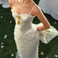 Robe de bal de princesse bustier à volants en satin long, robe de soirée C8117