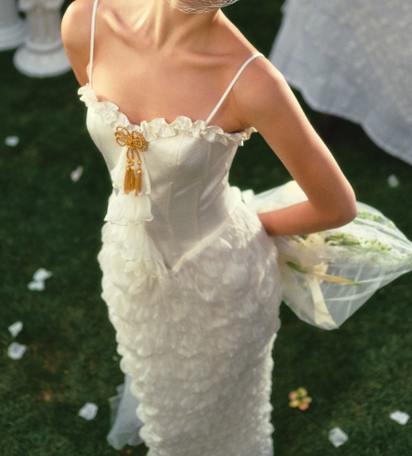 Robe de bal de princesse bustier à volants en satin long, robe de soirée C8117