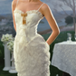 Robe de bal de princesse bustier à volants en satin long, robe de soirée C8117