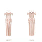Robe de bal de princesse bustier à volants en satin long, robe de soirée C8117