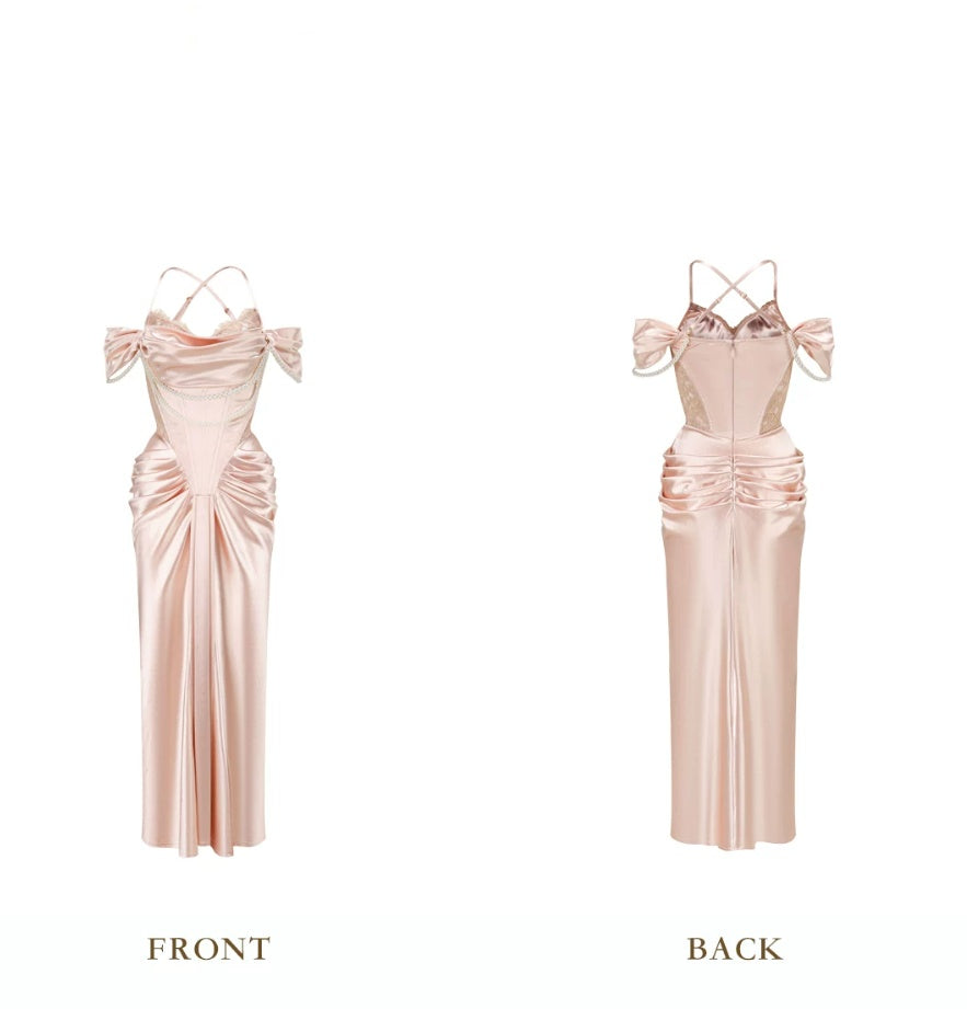 Robe de bal de princesse bustier à volants en satin long, robe de soirée C8117