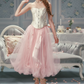 Robe de bal de princesse bustier à volants en satin long, robe de soirée C8117