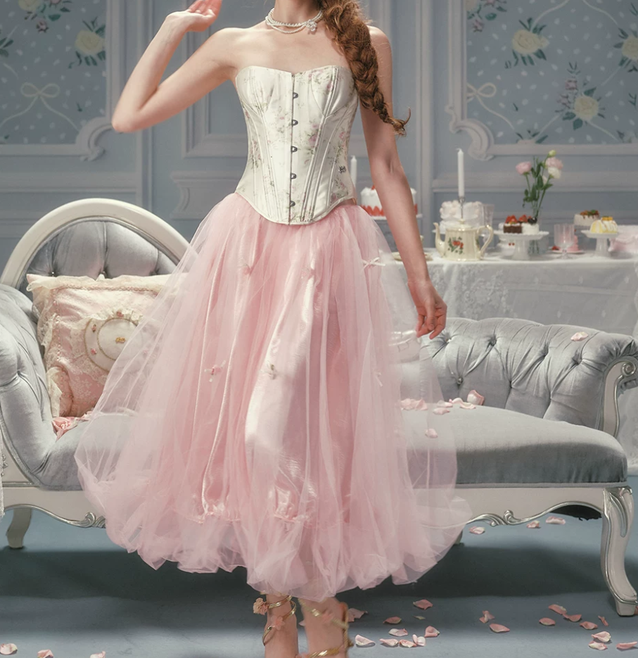 Robe de bal de princesse bustier à volants en satin long, robe de soirée C8117